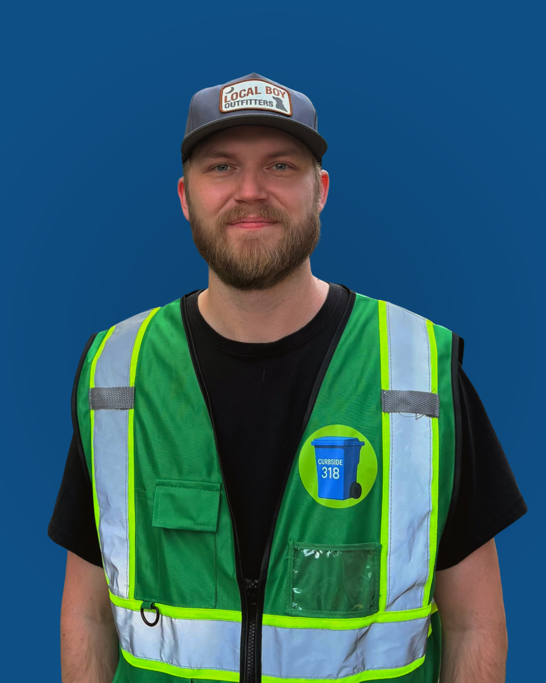 Local Curbside 318 owner wearing a service vest